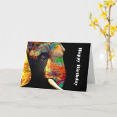 象はっきりしたカラフル頭ポートレート誕生日 カード (黄色い花)