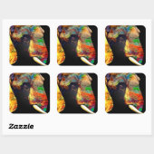 象はっきりしたカラフル頭ポートレート スクエアシール (シート)