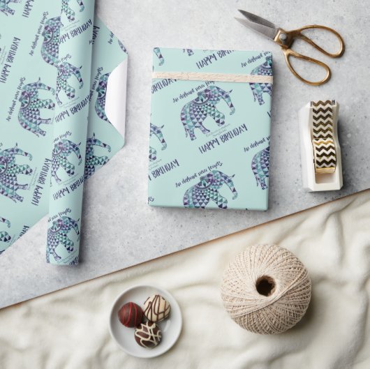 象は決して忘れいない – 誕生日カード3 ラッピングペーパー (クラフト)