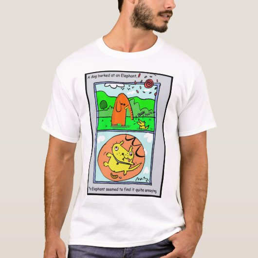象は犬をかなり迷惑見つけました Tシャツ (正面)