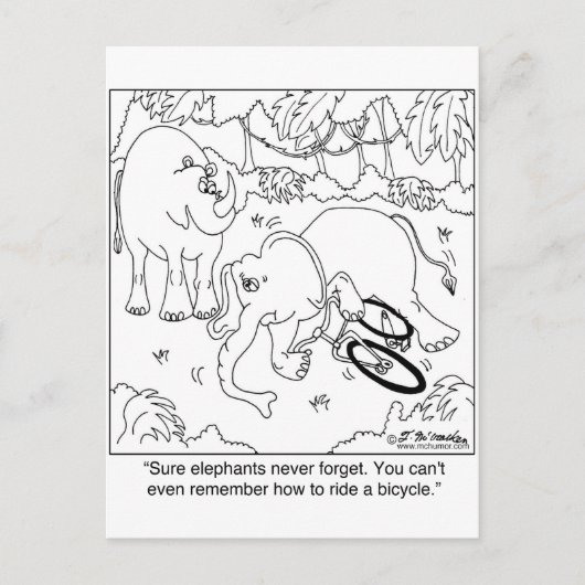 象は自転車の乗り方を覚えていない ポストカード (正面)