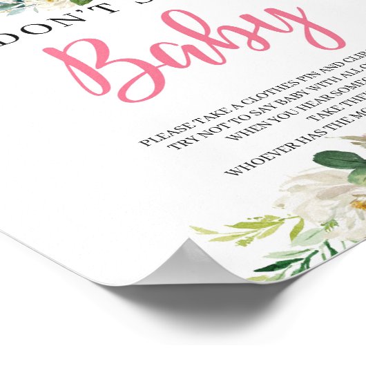 象は言わないベビーゲームのサイン赤面ピンクボホ ポスター (角)