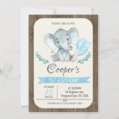 象は誕生日の招待状を風船のようにふくらませます 招待状 (正面)