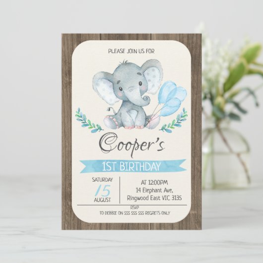 象は誕生日の招待状を風船のようにふくらませます 招待状 (スタンド正面)