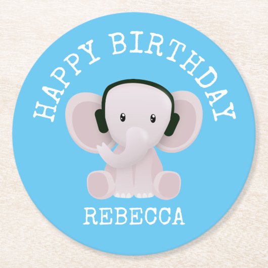 象は音楽が好きだ ラウンドペーパーコースター (正面)