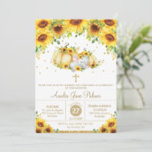 象ひまわりカボチャ《キリスト教》洗礼式や命名式バプテスマ 招待状 (スタンド正面)