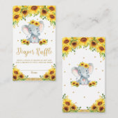 象ひまわり赤ちゃんシャワーおむつラッフル エンクロージャーカード (正面/裏面)