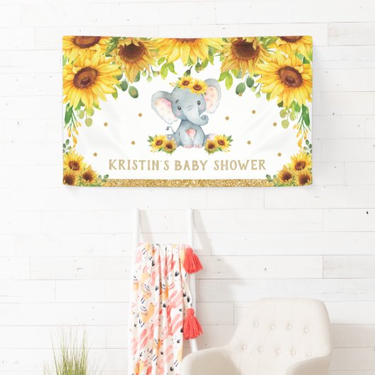 象ひまわり赤ちゃんシャワー誕生日背景 横断幕 (インサイチュ)