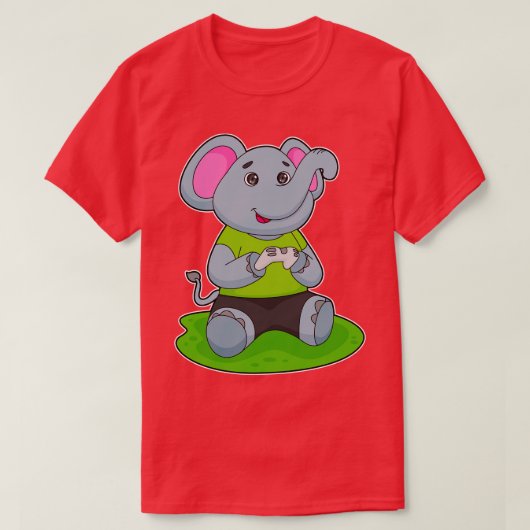 象をゲーマーとして Tシャツ (デザイン正面)