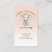 象をテーマにしたオムツラッフルベビーガールシャワー 名刺 (裏面)