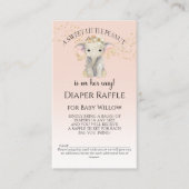 象をテーマにしたオムツラッフルベビーガールシャワー 名刺 (正面)