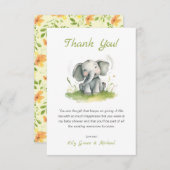 象をテーマにしたベビースシャワーサンキューカード サンキューカード (正面/裏面)