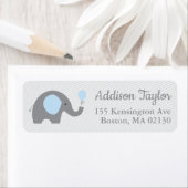 象をテーマにした差出人住所ラベルを青で表示 ラベル (インサイチュ)