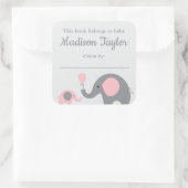象をテーマにした蔵書票シール青い赤ちゃんシャワー スクエアシール (バッグ)