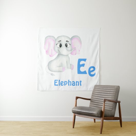 象をパーソナライズ ABC: 文字 E - お名前を追加 タペストリー (インサイチュ)
