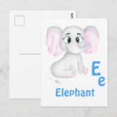 象をパーソナライズ ABC: 文字 E - お名前を追加 ポストカード (正面/裏面)