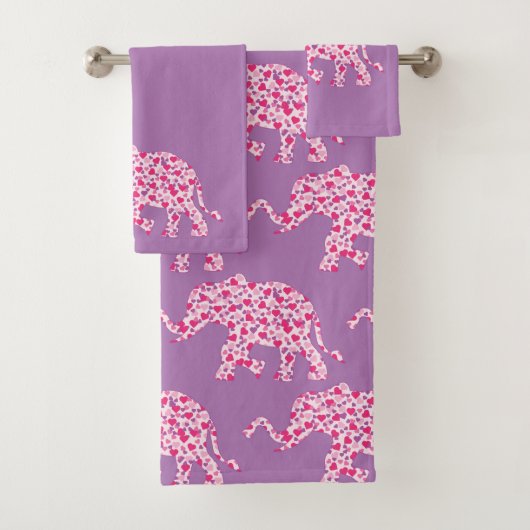 象をピンク色のハート バスタオルセット (インサイチュ)