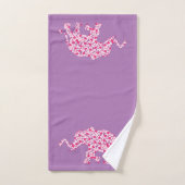 象をピンク色のハート バスタオルセット (ハンドタオル)