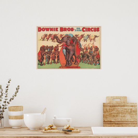 象を女性とトレーナーと一緒に演奏。 ポスター (キッチン)