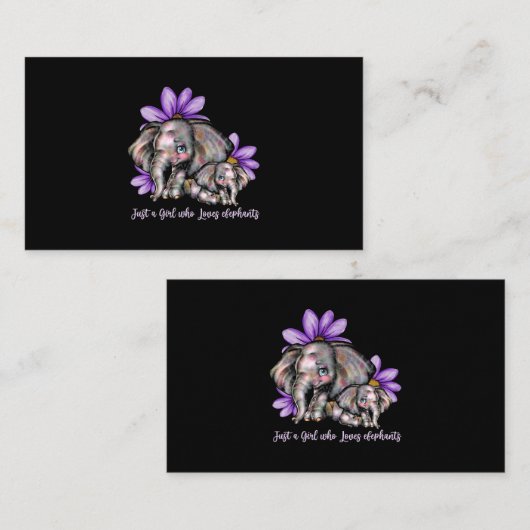象を愛するジャスト・ガール花動物の再利用 名刺 (正面/裏面)