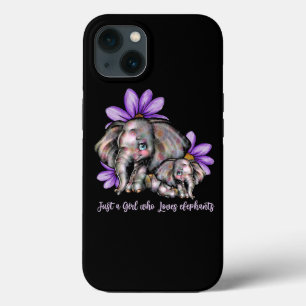 象を愛するジャスト・ガール花動物の再利用 iPhone 13ケース