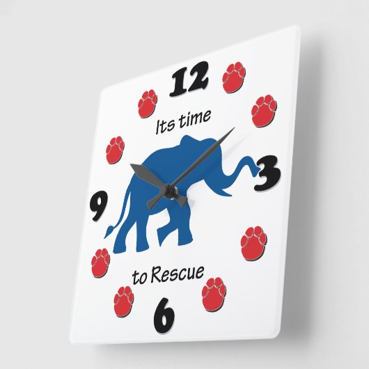 象を救う時 スクエア壁時計 (傾斜)