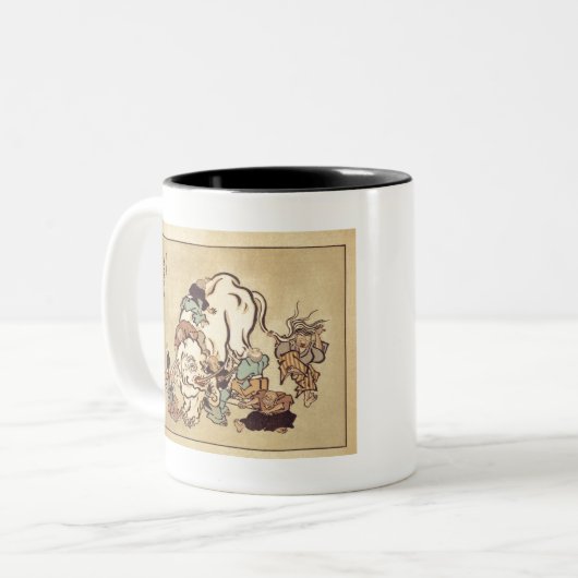 象を検査している盲目の修道士 ツートーンマグカップ (正面左)