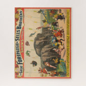 象を飛び越えるアクロバットのサーカスのポスター ジグソーパズル (縦)