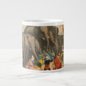 象を飛び越えるアクロバットのサーカスのポスター ジャンボコーヒーマグカップ (正面)