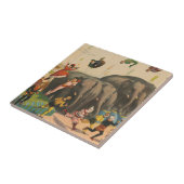 象を飛び越えるアクロバットのサーカスのポスター タイル (側面)