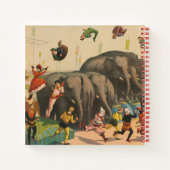 象を飛び越えるアクロバットのサーカスのポスター ノートブック (裏面)