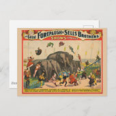 象を飛び越えるアクロバットのサーカスのポスター ポストカード (正面/裏面)