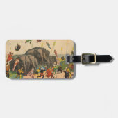 象を飛び越えるアクロバットのサーカスのポスター ラゲッジタグ (正面横)