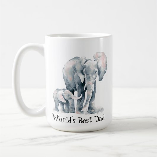 象アフリカ動物世界の最高のパパ引用文 コーヒーマグカップ (左)