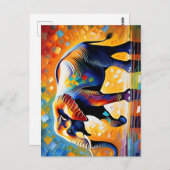 象ア威厳のあるフ鮮やかリカ野生動物アート ポストカード (正面/裏面)