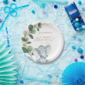 象エレガントの赤ちゃんシャワー水彩緑 ペーパープレート (パーティー)