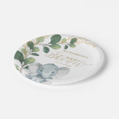 象エレガントの赤ちゃんシャワー水彩緑 ペーパープレート (アングル)