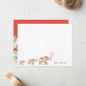 象エレガント象列車フローラ装飾華美 ノートカード (正面/裏面インサイチュ)