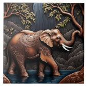 象エレガント象静かな滝の風景 タイル (正面)