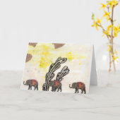 象エレガント象 カード (黄色い花)