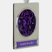 象オーナメントインパープルピンクナイトカスタム文字 シルバープレートバナーオーナメント (右)