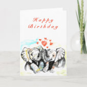 象カップル付きハッピーバースデーカード カード (正面)