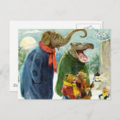 象カバ及びくまのクリスマスCaroling シーズンポストカード (正面/裏面)