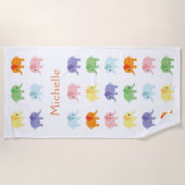 象カラフルのビーチ子供へタオル ビーチタオル (正面)