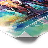 象カラフルの水色絵画の ポスター (角)