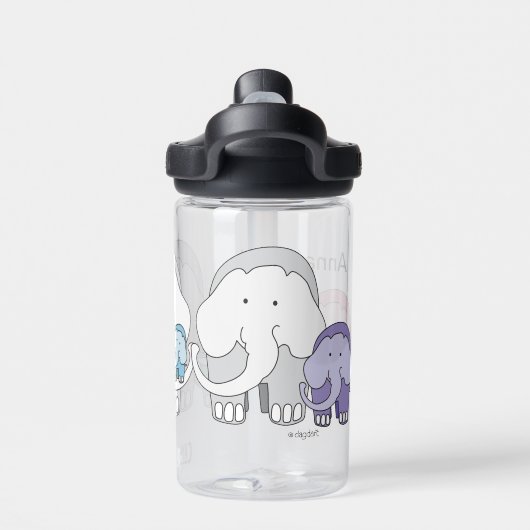 象カラフルの群れ ウォーターボトル (背面)