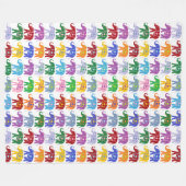 象カラフルの装飾 フリースブランケット (正面(横))