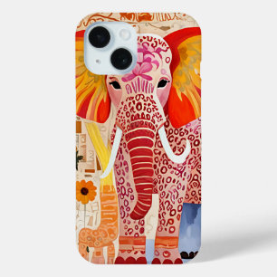 象カラフルコラージュ美術 iPhone 15ケース