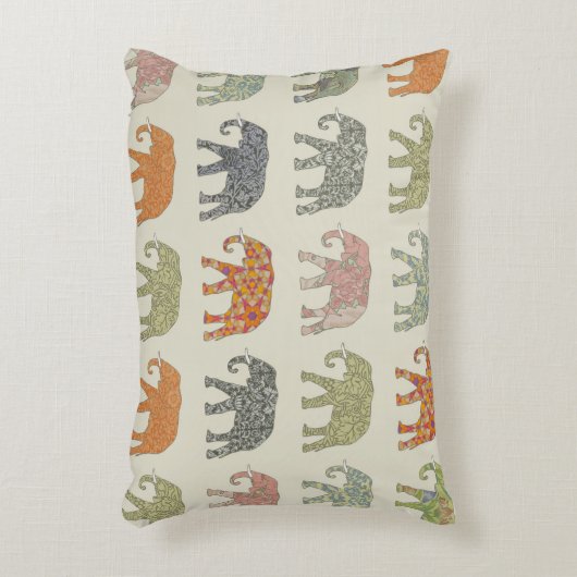 象カラフル動物のコンテンポラリー模様 アクセントクッション (正面(垂直))