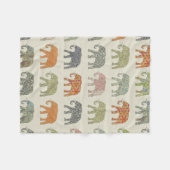 象カラフル動物のコンテンポラリー模様 フリースブランケット (正面(横))